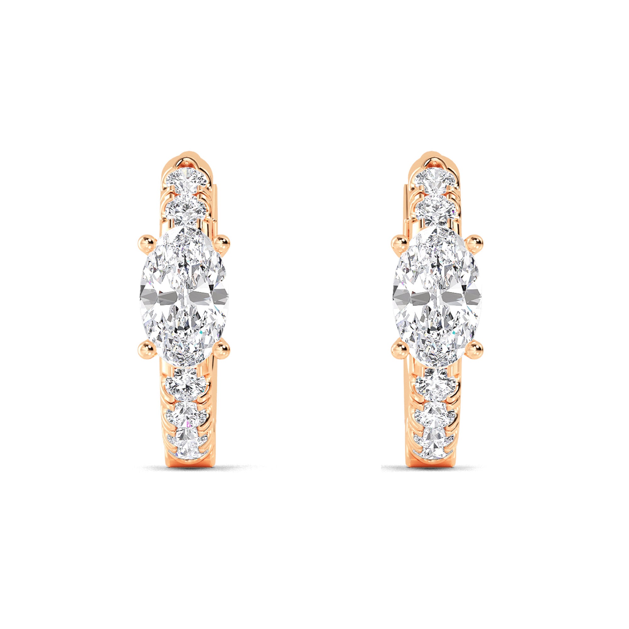 0.54ct Oval Accent Lab Grown Diamond Hoop Earrings