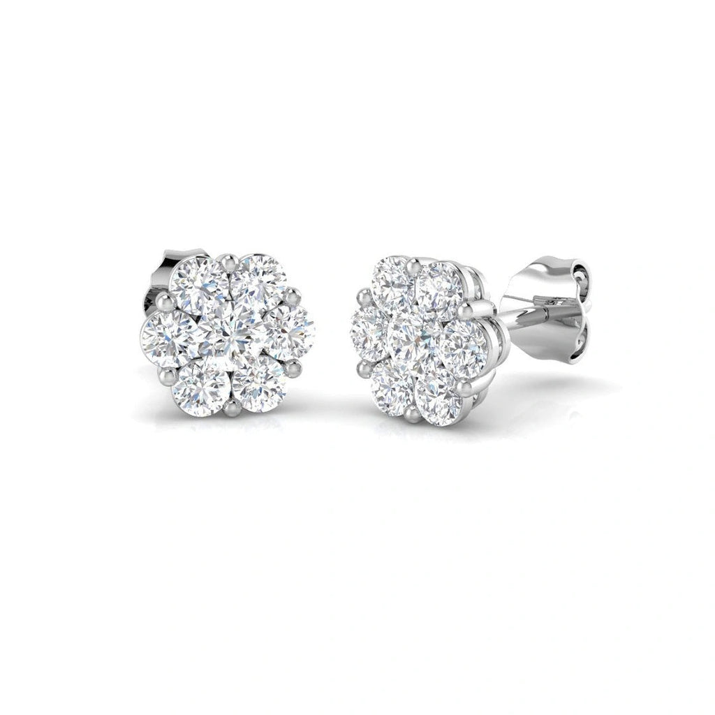 1.00ct Lab Grown Diamond Round Illusion Earrings in 9k Gold