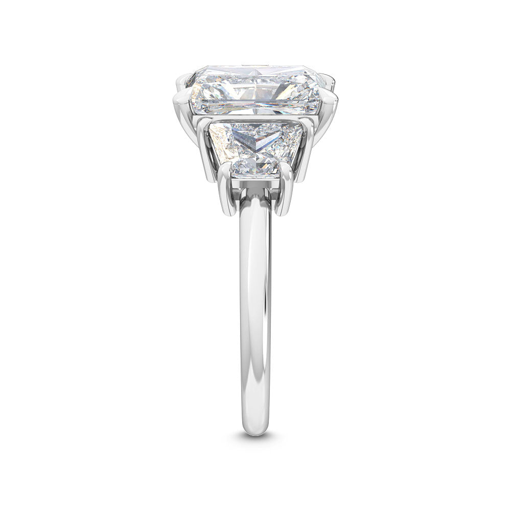 3.00ctw Radiant and Trapezoid cut Lab Grown Diamond Trilogy Engagement Ring