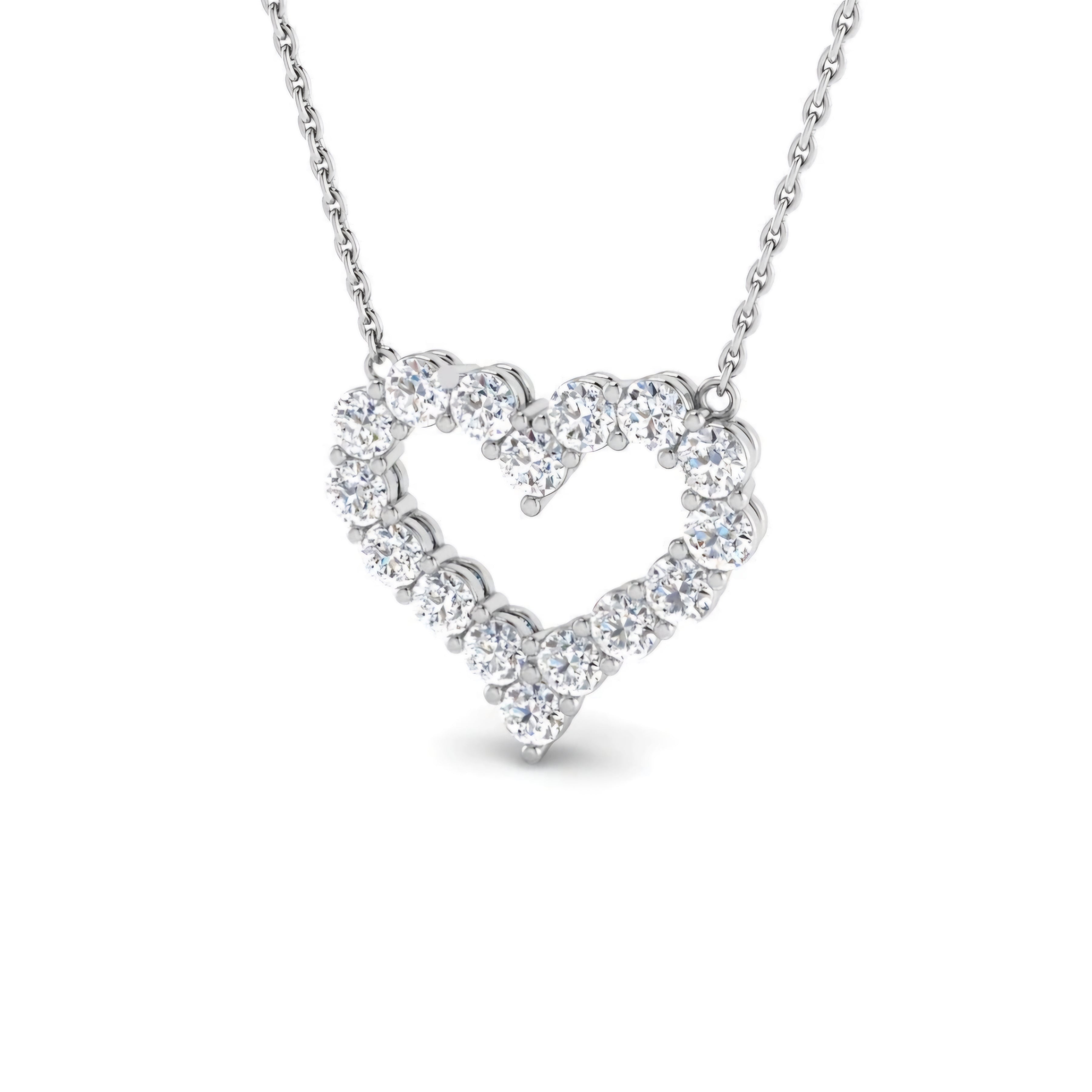 1.00ctw Lab Grown Diamond Heart Shape Necklace in 9k Gold