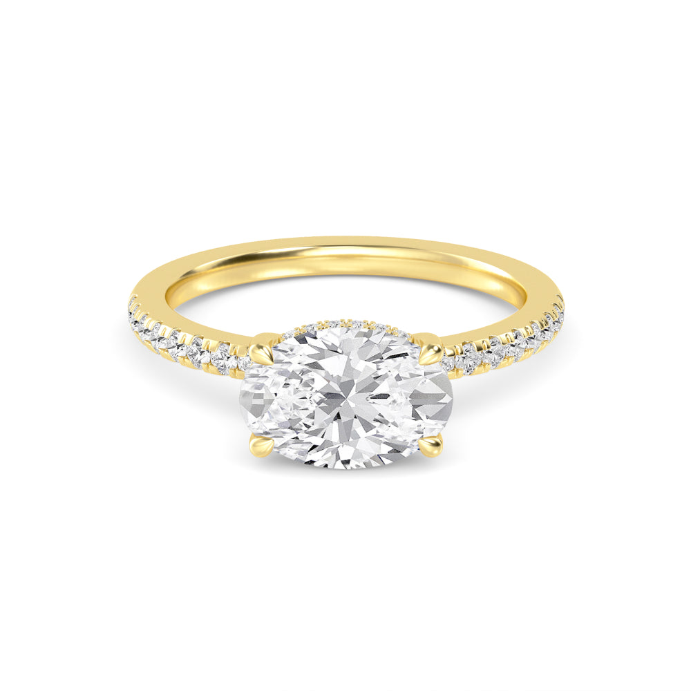 The Amanda 2.28ctw Oval cut Lab Grown Diamond East-West Hidden Halo Engagement Ring
