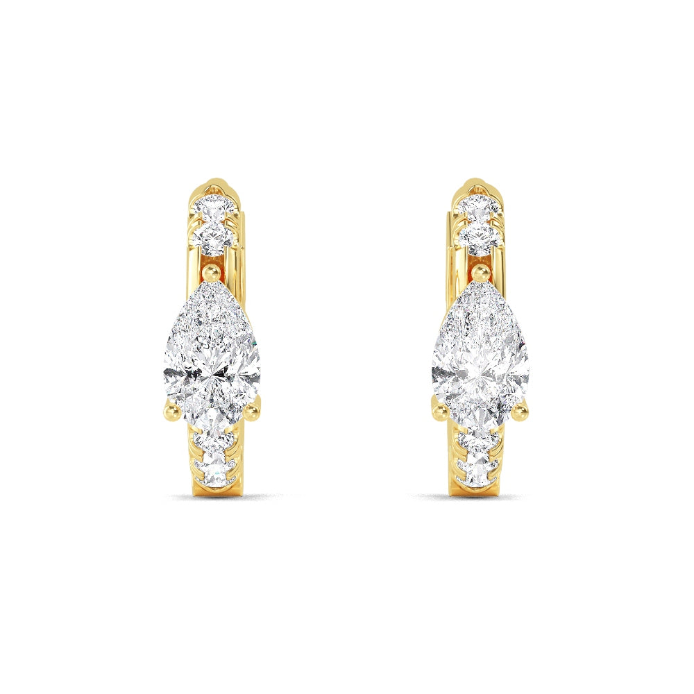 0.59ct Pear Accent Lab Grown Diamond Hoop Earrings