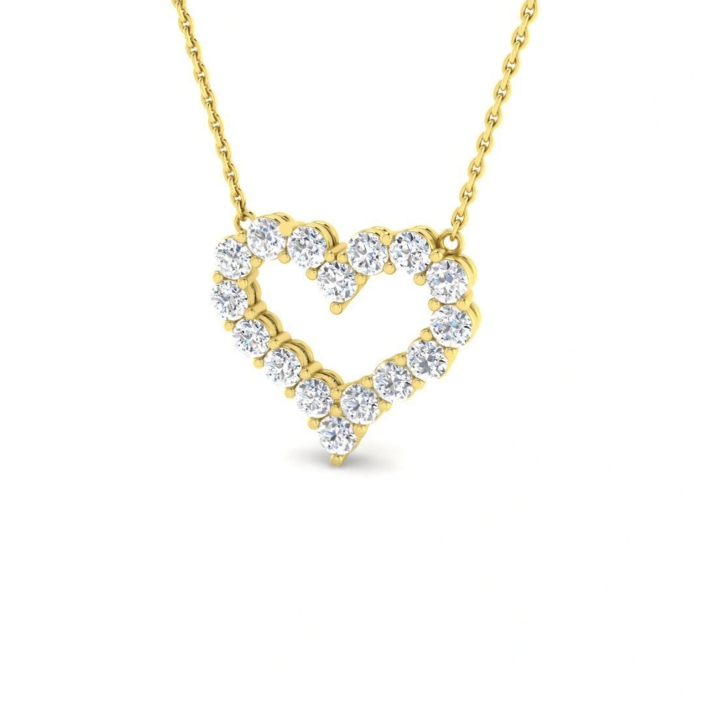 1.00ctw Lab Grown Diamond Heart Shape Necklace in 9k Gold