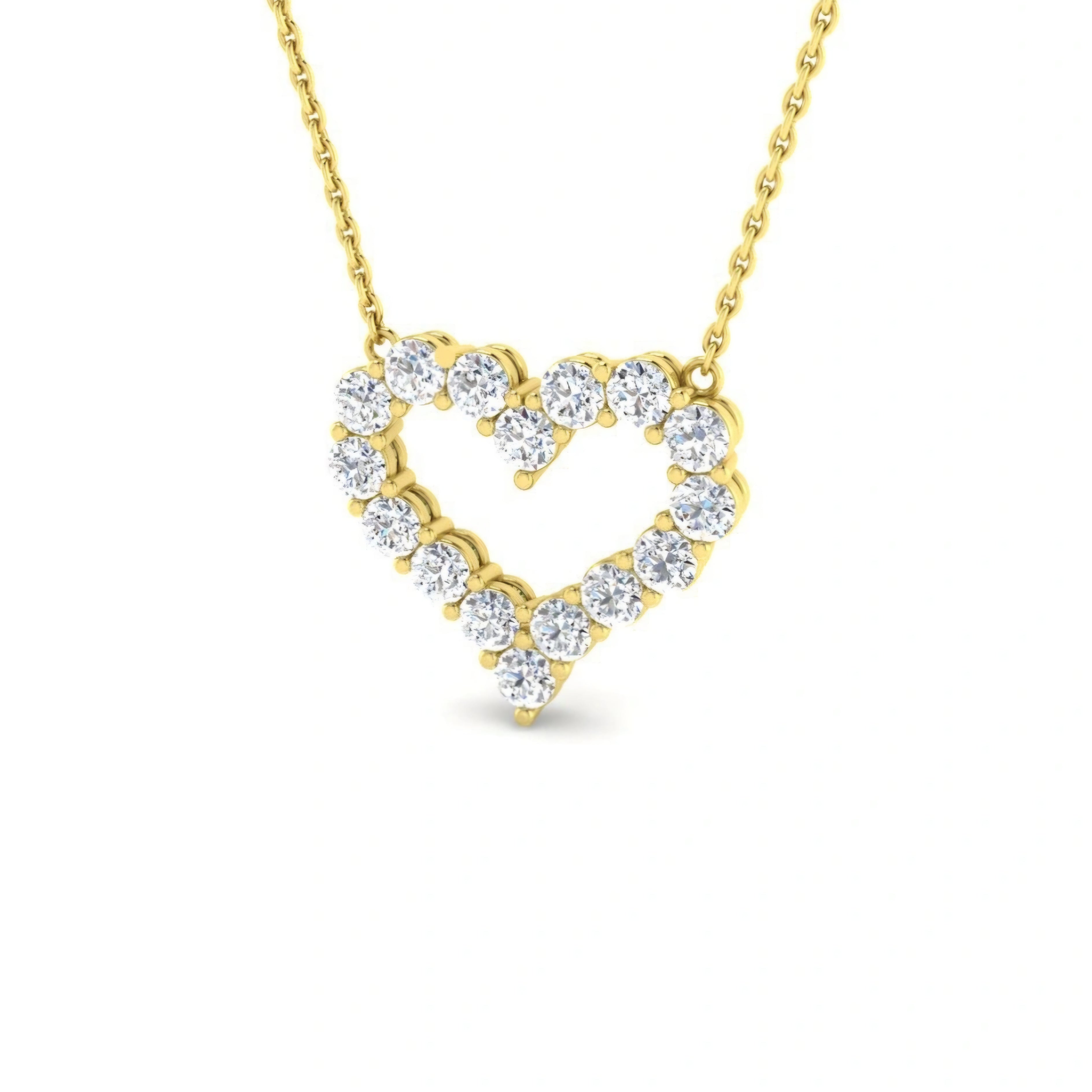 1.00ctw Lab Grown Diamond Heart Shape Necklace in 9k Gold