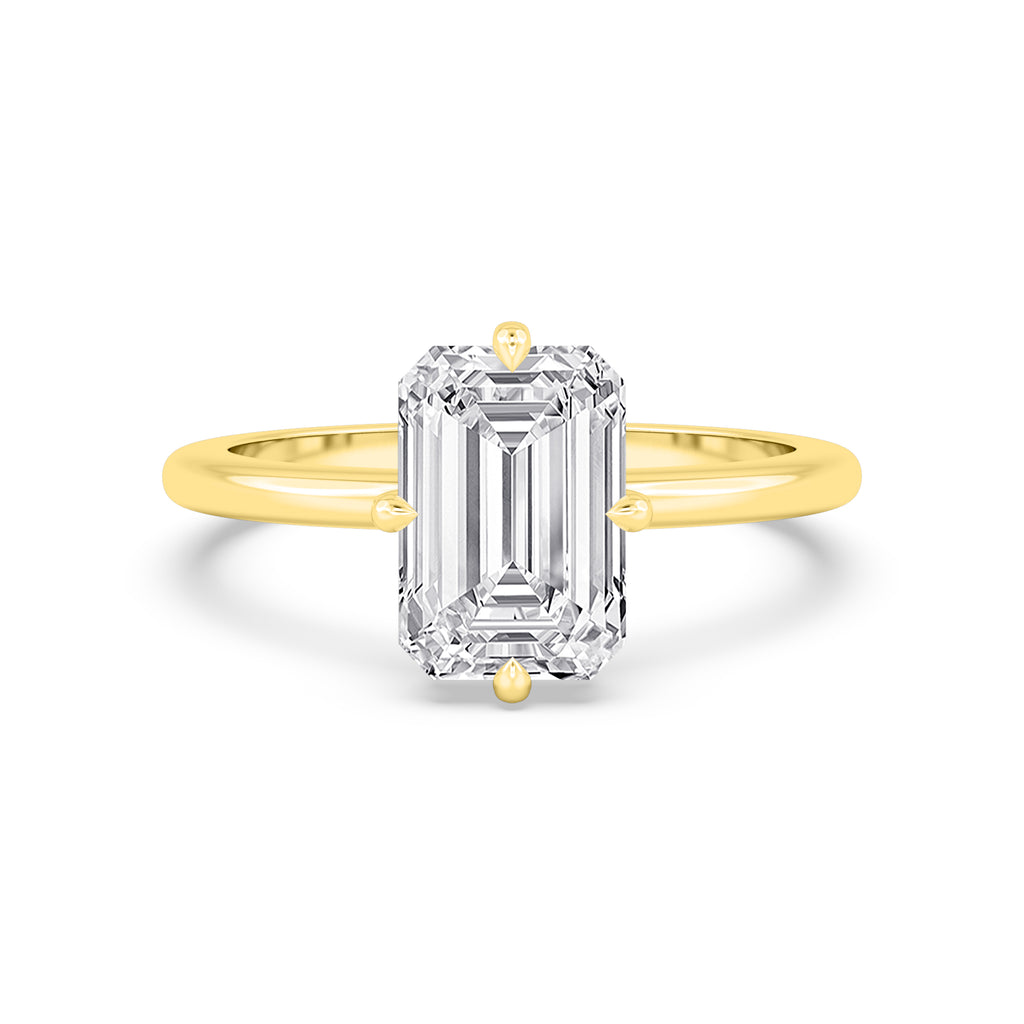 3.00ct Emerald cut Lab Grown Diamond Solitaire Compass Engagement Ring