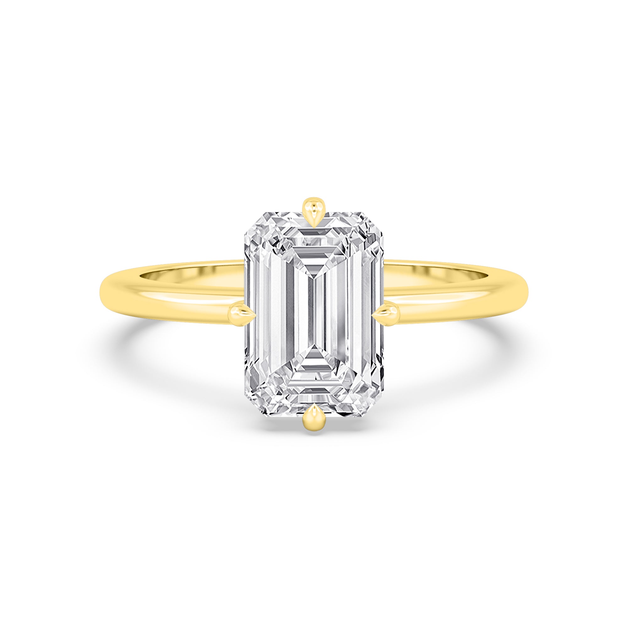 3.00ct Emerald cut Lab Grown Diamond Solitaire Compass Engagement Ring