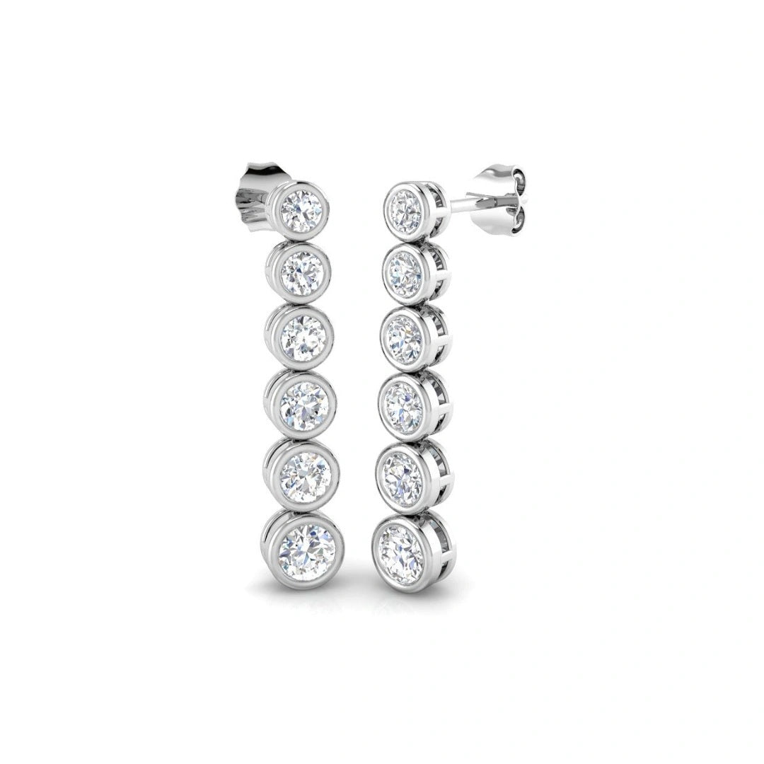 2.05ct Lab Grown Diamond Bezel Drop Earrings in 9k Gold