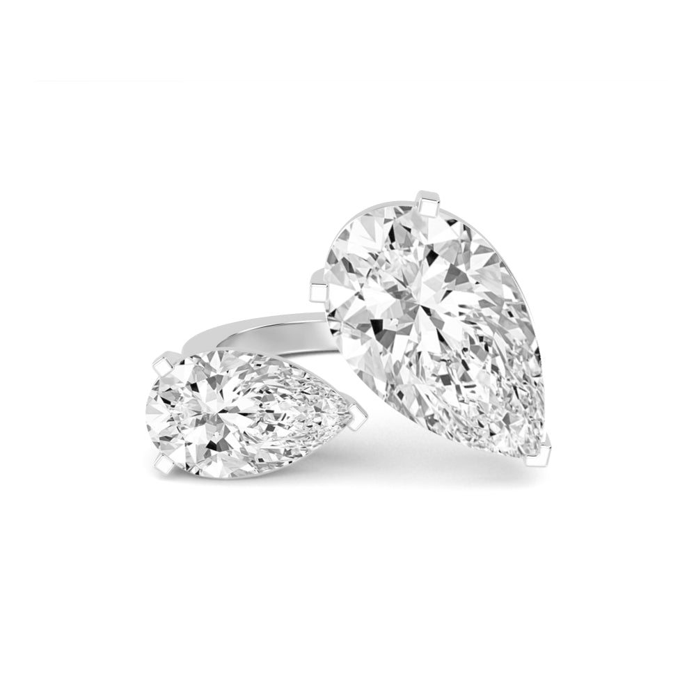 4.00ctw Double Pear cut Lab Grown Diamond Toi et Moi Engagement Ring
