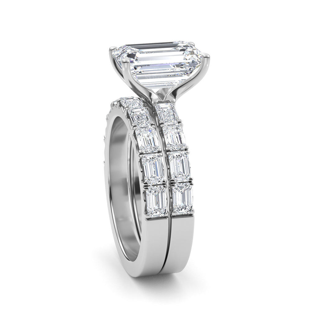 4.97ctw Emerald cut Lab Grown Diamond Exceptional Engagement and Emerald cut Wedding Ring Set