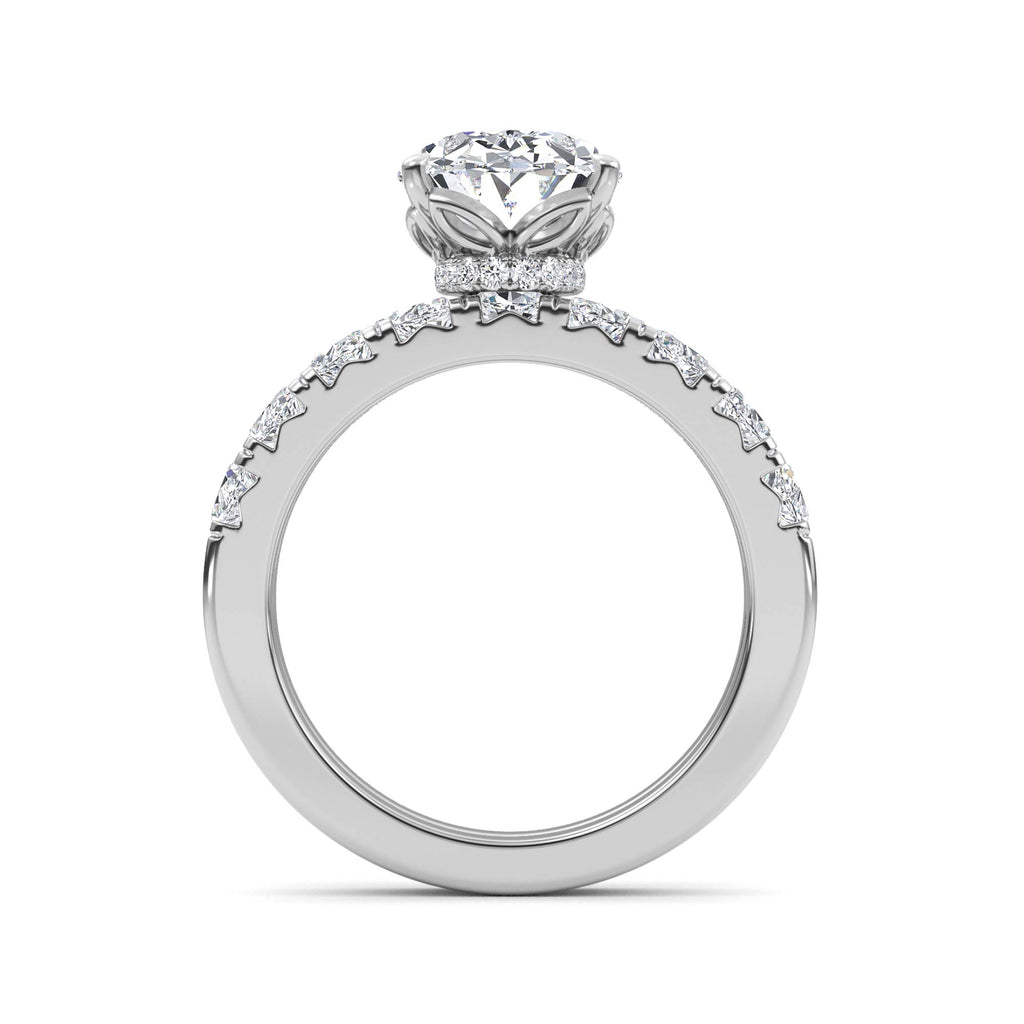 3.77ctw Oval cut Oval Band Hidden Halo Lab Grown Diamond Exceptional Engagement and Oval Wedding Ring Set