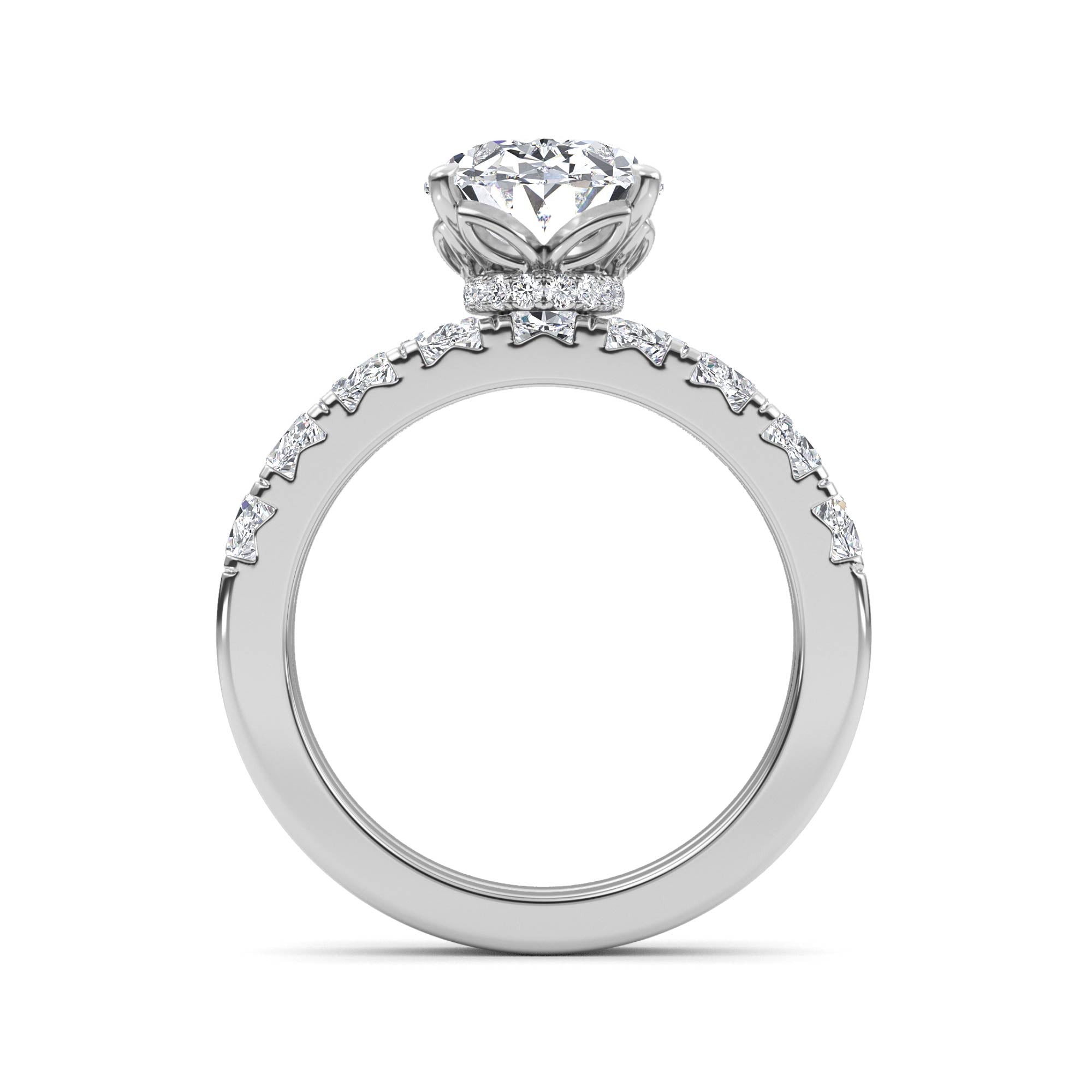 3.77ctw Oval cut Oval Band Hidden Halo Lab Grown Diamond Exceptional Engagement and Oval Wedding Ring Set