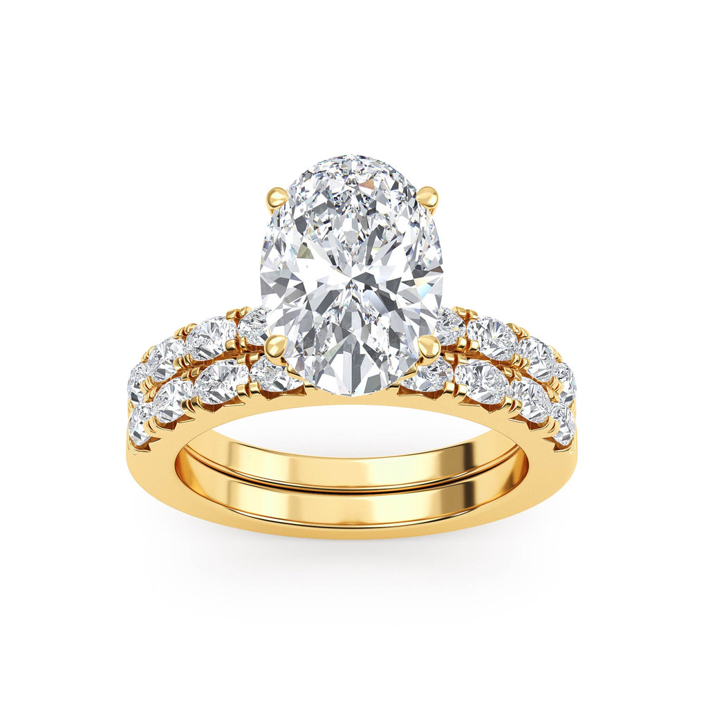 3.77ctw Oval cut Oval Band Hidden Halo Lab Grown Diamond Exceptional Engagement and Oval Wedding Ring Set
