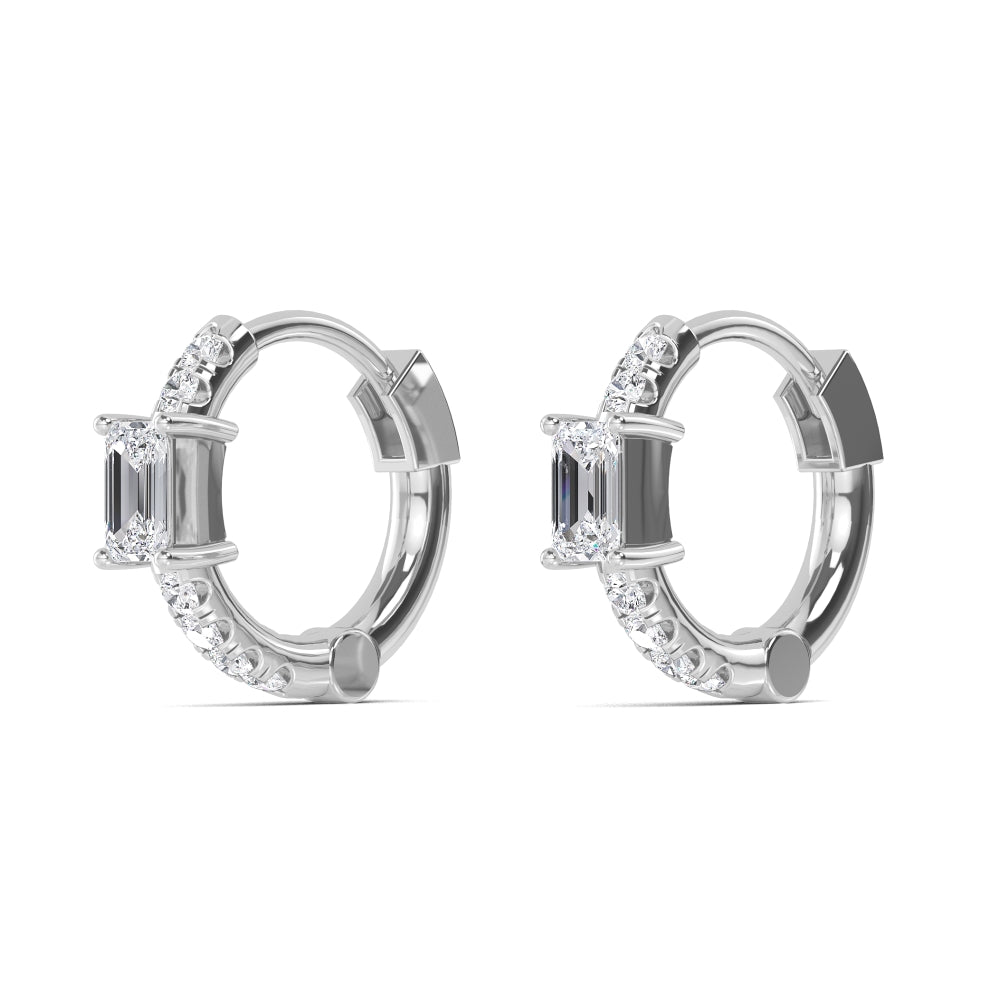 0.59ct Emerald cut Accent Lab Grown Diamond Hoop Earrings