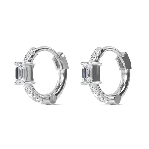 0.59ct Emerald cut Accent Lab Grown Diamond Hoop Earrings