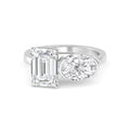 4.00ctw Emerald cut and Oval Lab Grown Diamond Toi et Moi Engagement Ring