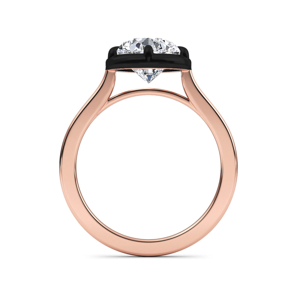 3.00ctw Pear cut Lab Grown Diamond Blackened Gold Georgian Cut Down Engagement Ring
