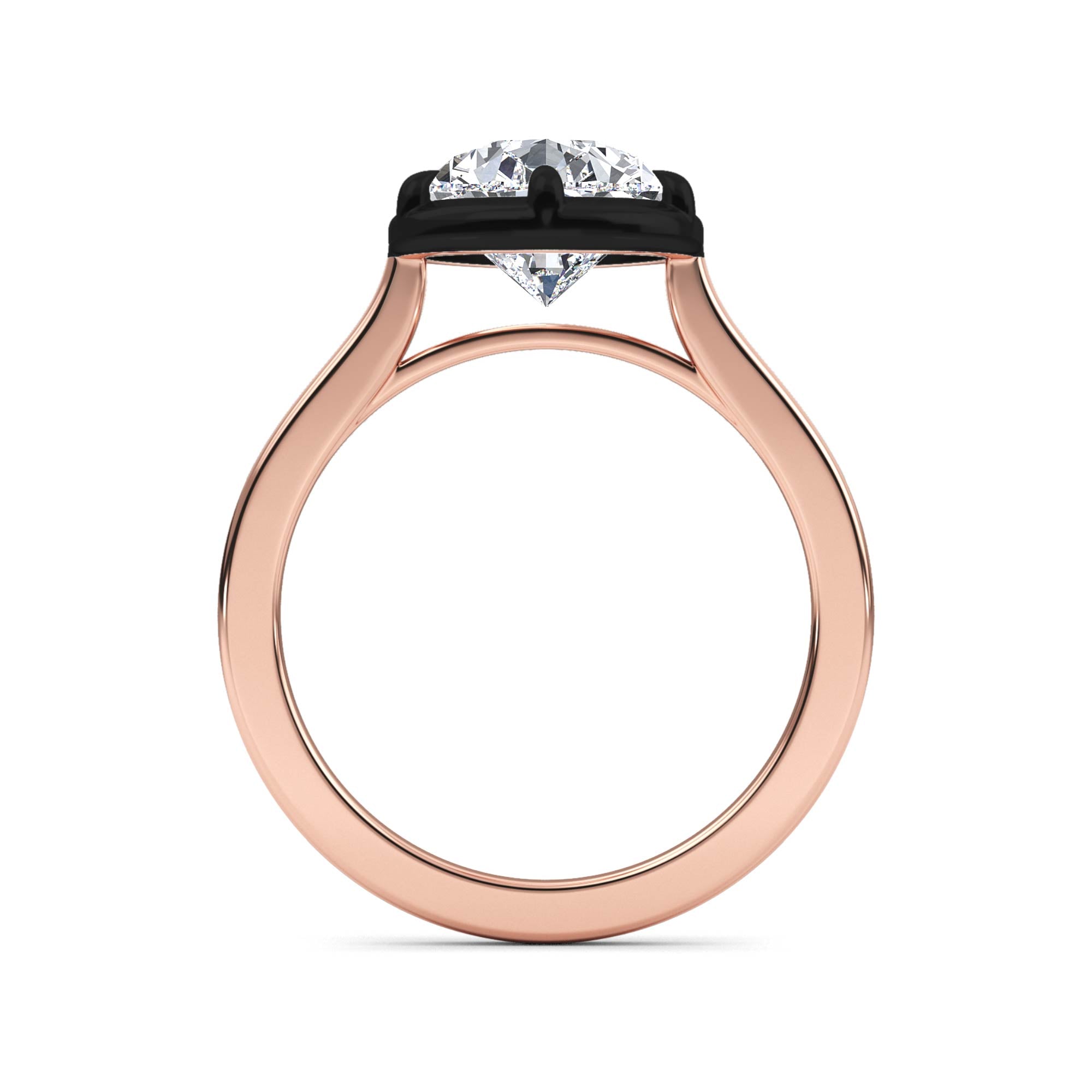3.00ctw Pear cut Lab Grown Diamond Blackened Gold Georgian Cut Down Engagement Ring