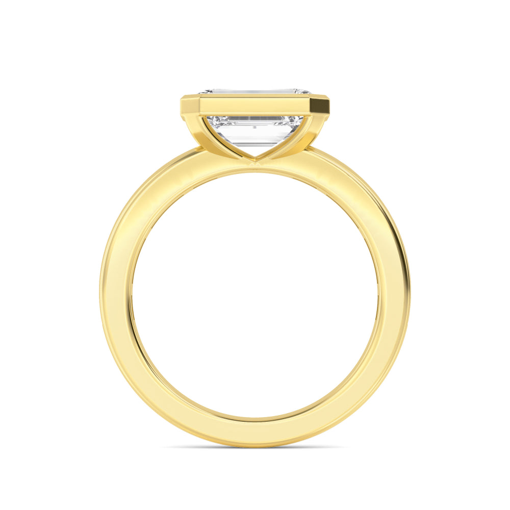 3.00ct Emerald cut Lab Grown Diamond East-West Bezel Diamond Band Engagement Ring