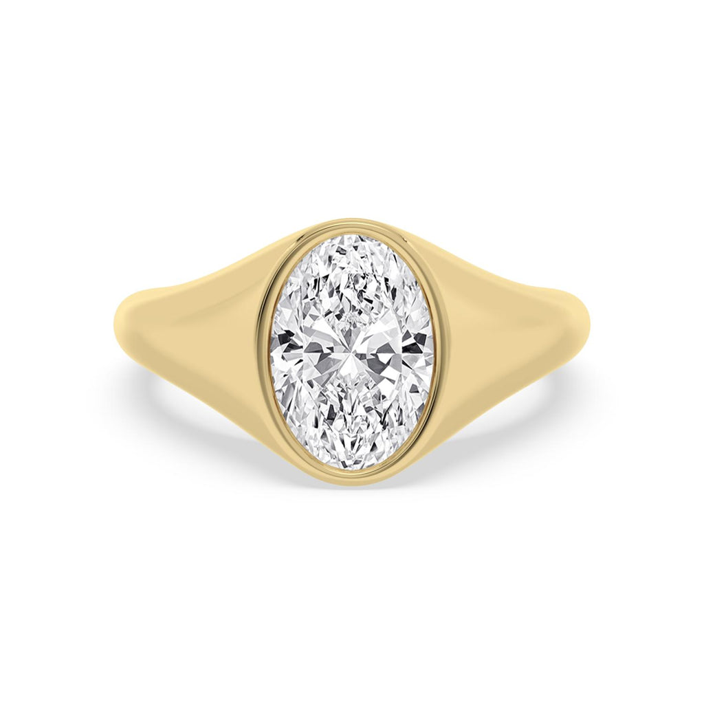 2.50ct Oval cut Lab Grown Diamond Signet Ring