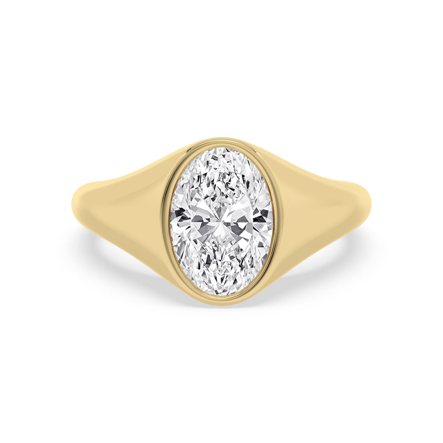 2.50ct Oval cut Lab Grown Diamond Signet Ring