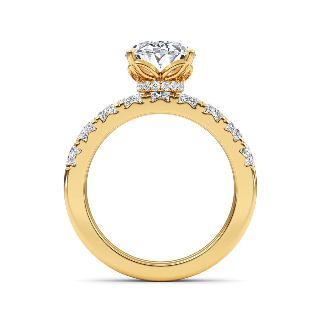 3.77ctw Oval cut Oval Band Hidden Halo Lab Grown Diamond Exceptional Engagement and Oval Wedding Ring Set