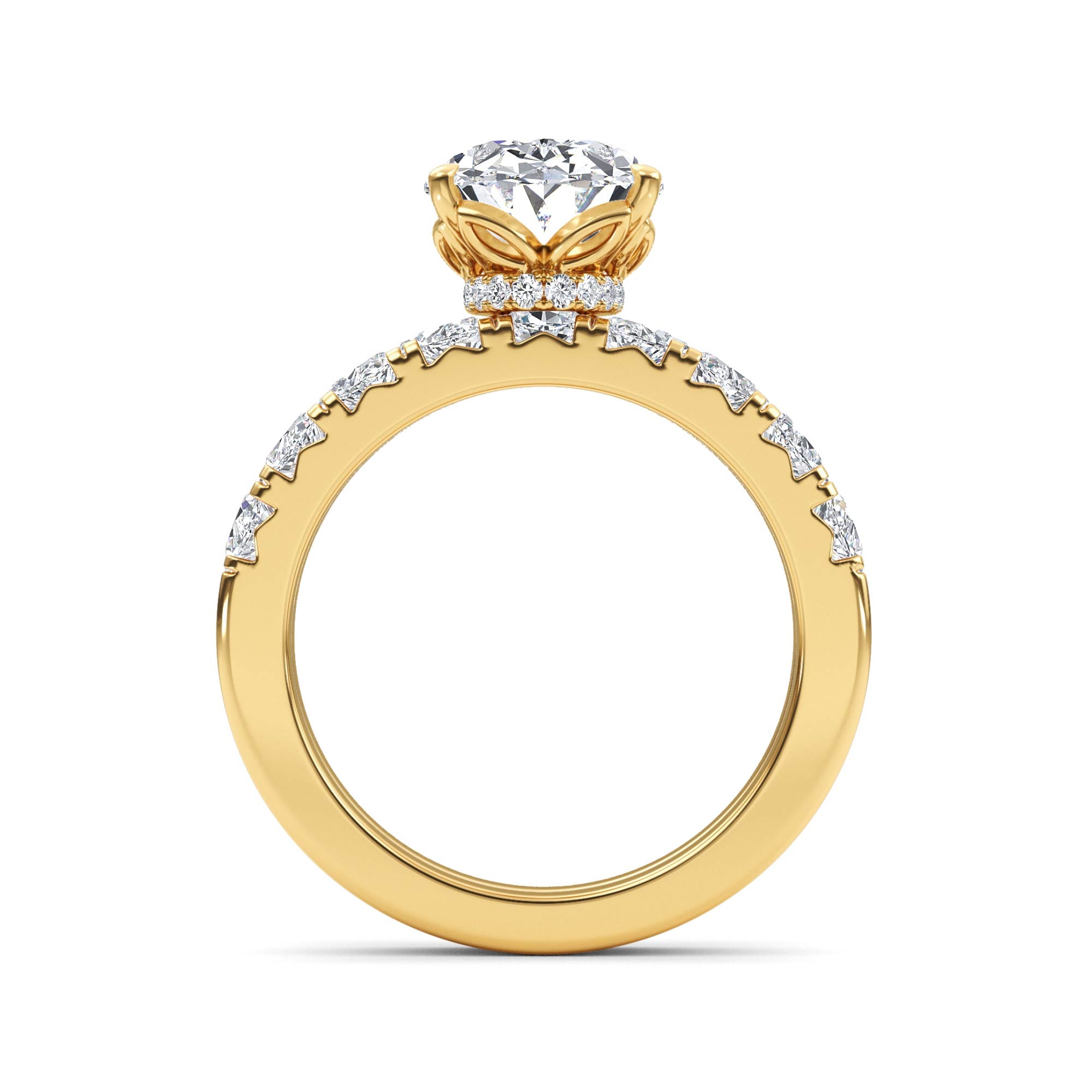 3.77ctw Oval cut Oval Band Hidden Halo Lab Grown Diamond Exceptional Engagement and Oval Wedding Ring Set