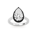3.00ctw Pear cut Lab Grown Diamond Blackened Gold Georgian Cut Down Engagement Ring