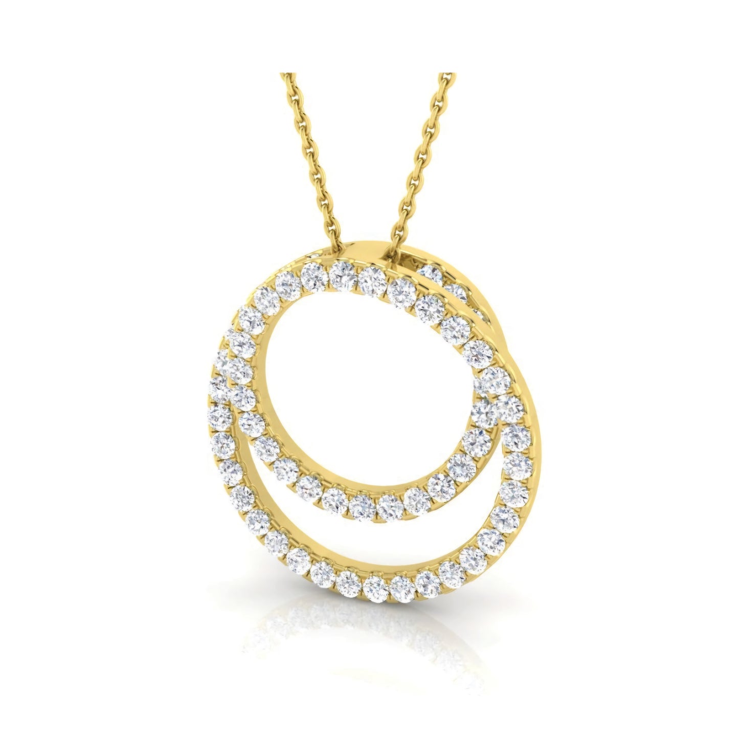 0.77ctw Lab Grown Diamond Double Circle Necklace in 9k Gold