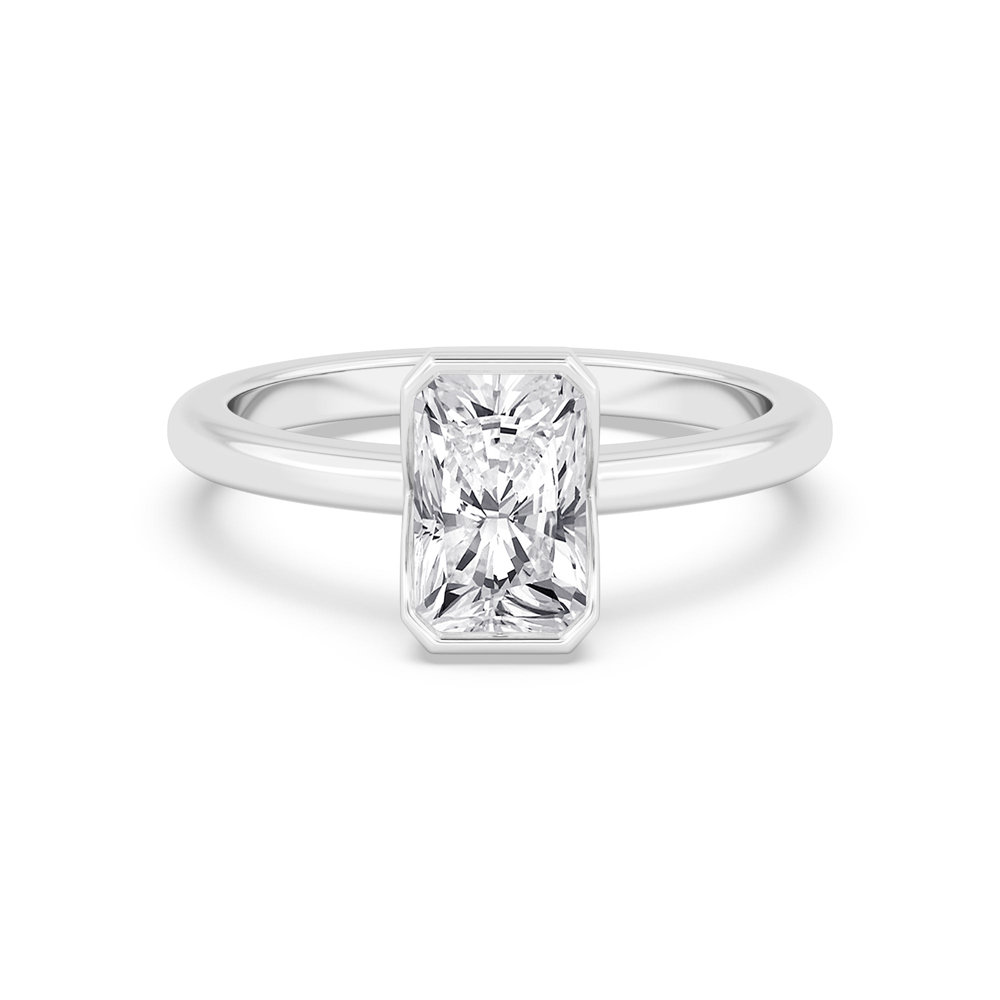 1.50ct Radiant cut Lab Grown Diamond Bezel Solitaire Engagement Ring