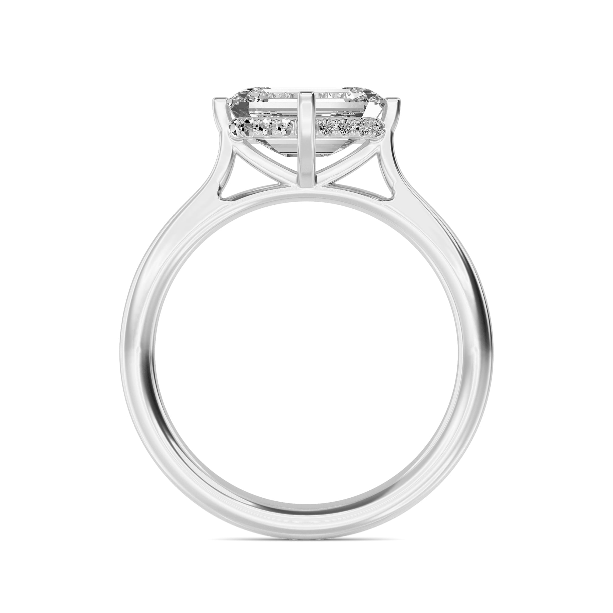 2.00ct Emerald cut Lab Grown Diamond Solitaire East-West Compass Setting Engagement Ring