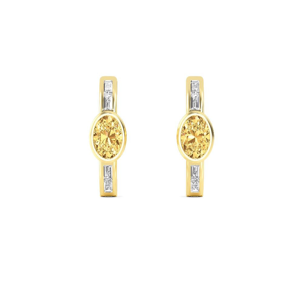 1.87ct Yellow Lab Grown Diamond Accented Baguette Hoop Earrings