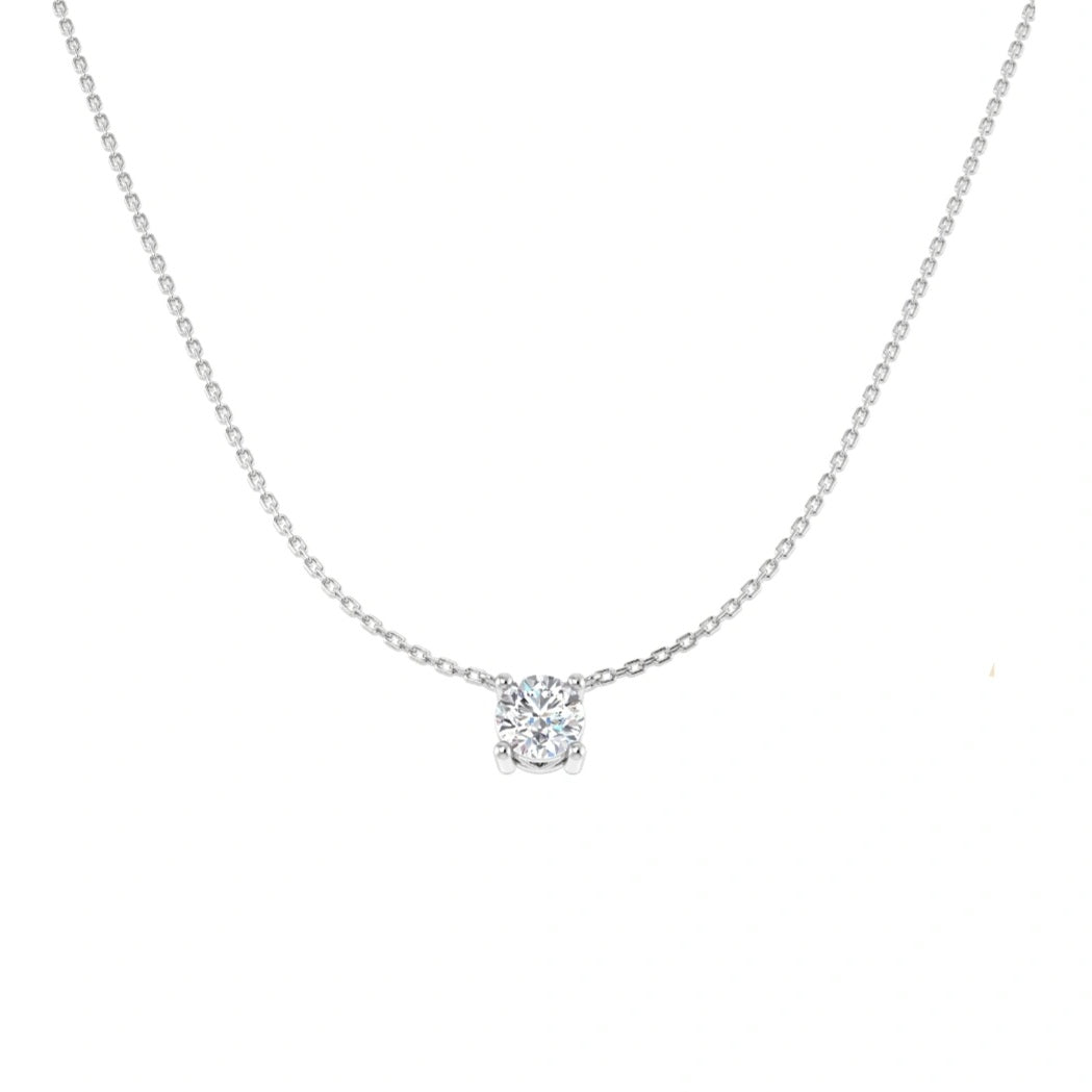 1.00ctw Lab Grown Diamond Round Solitaire Necklace in 9k Gold