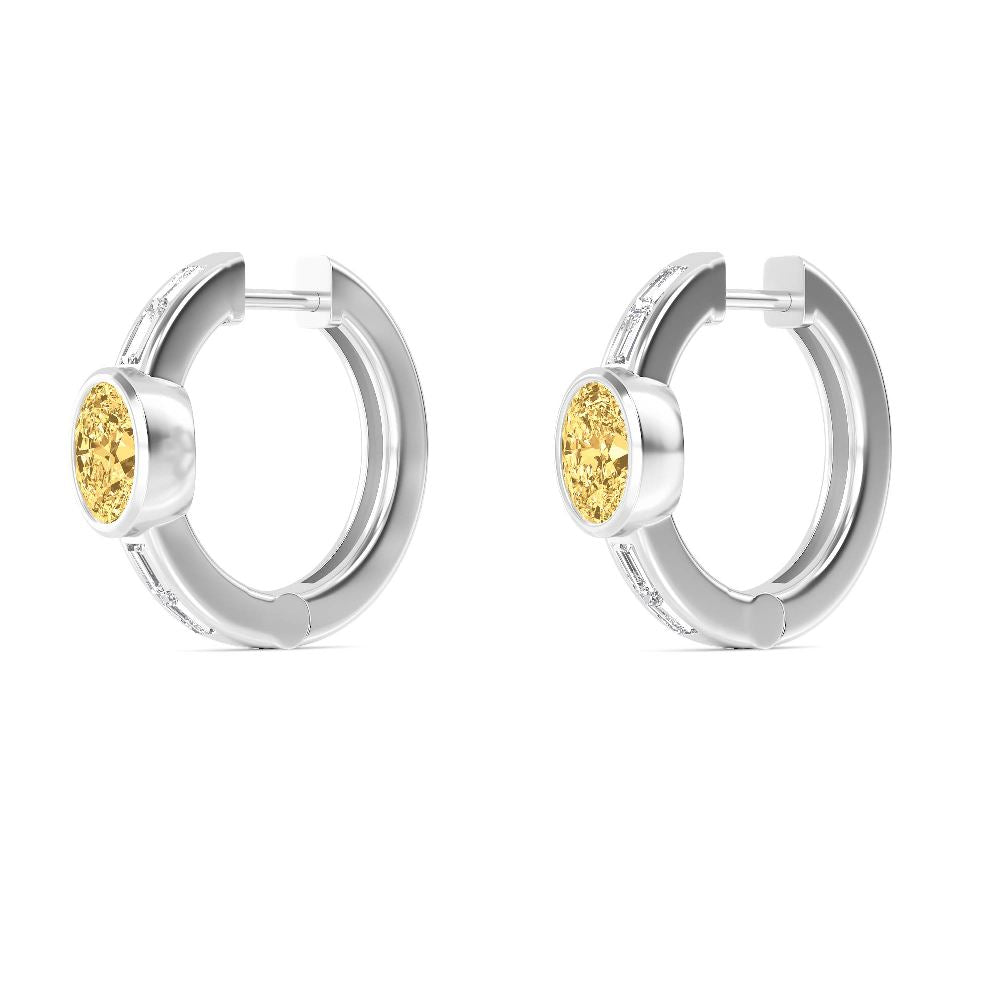 1.87ct Yellow Lab Grown Diamond Accented Baguette Hoop Earrings
