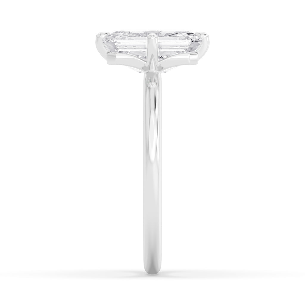 3.00ct Emerald cut Lab Grown Diamond Solitaire Compass Engagement Ring