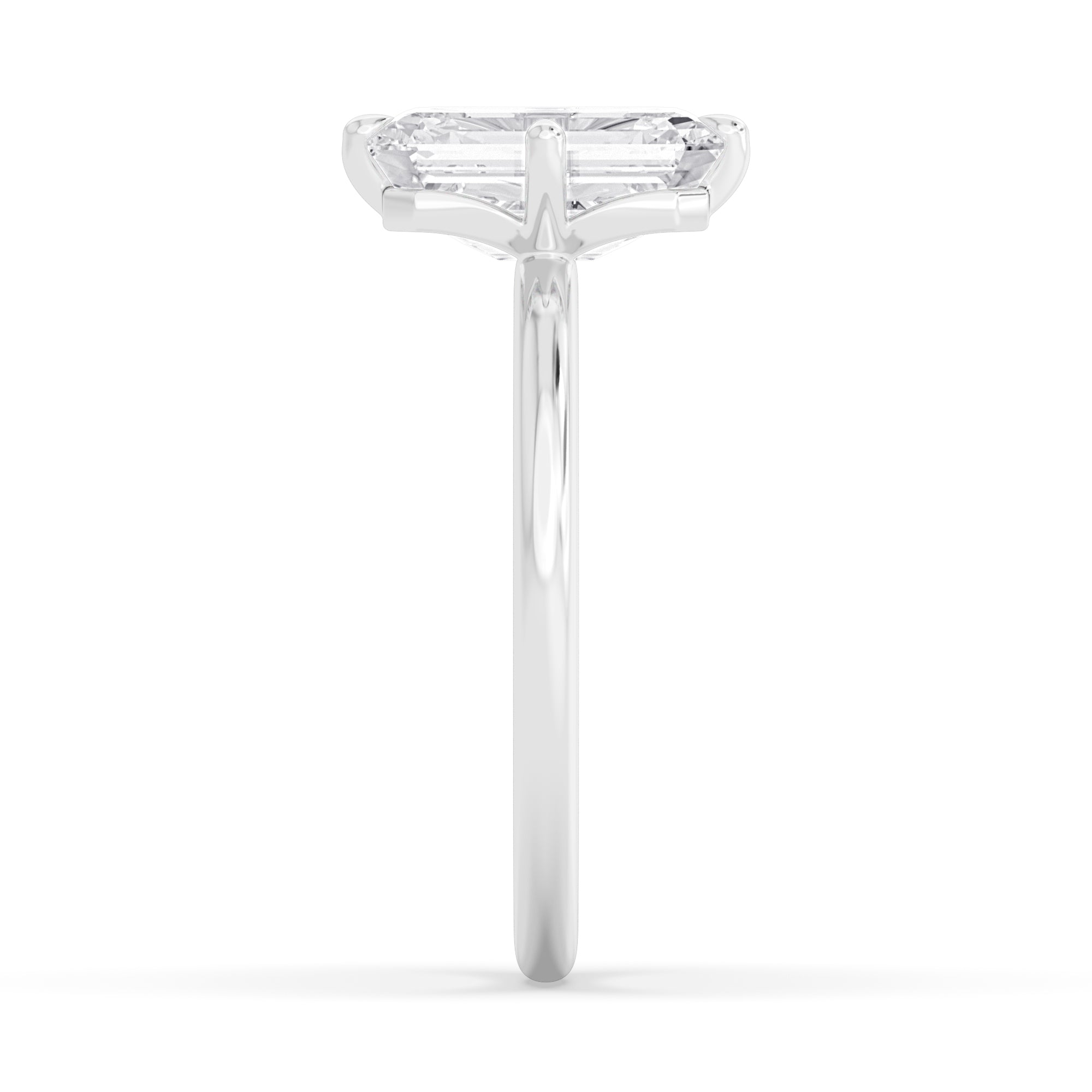 3.00ct Emerald cut Lab Grown Diamond Solitaire Compass Engagement Ring