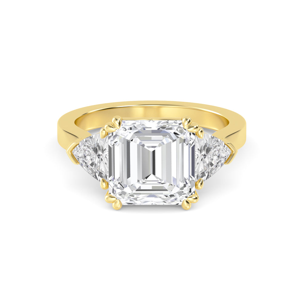 4.00ctw Asscher cut and Trapezoid Lab Grown Diamond Trilogy Engagement Ring