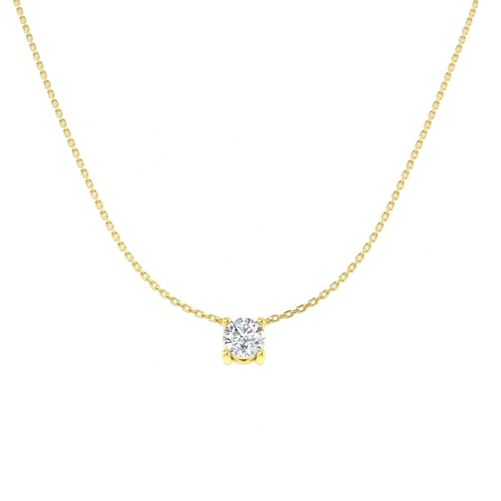1.00ctw Lab Grown Diamond Round Solitaire Necklace in 9k Gold