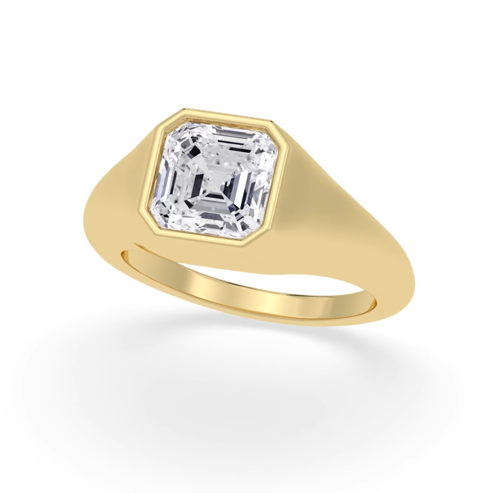 3.00ct Asscher cut Lab Grown Diamond Signet Ring