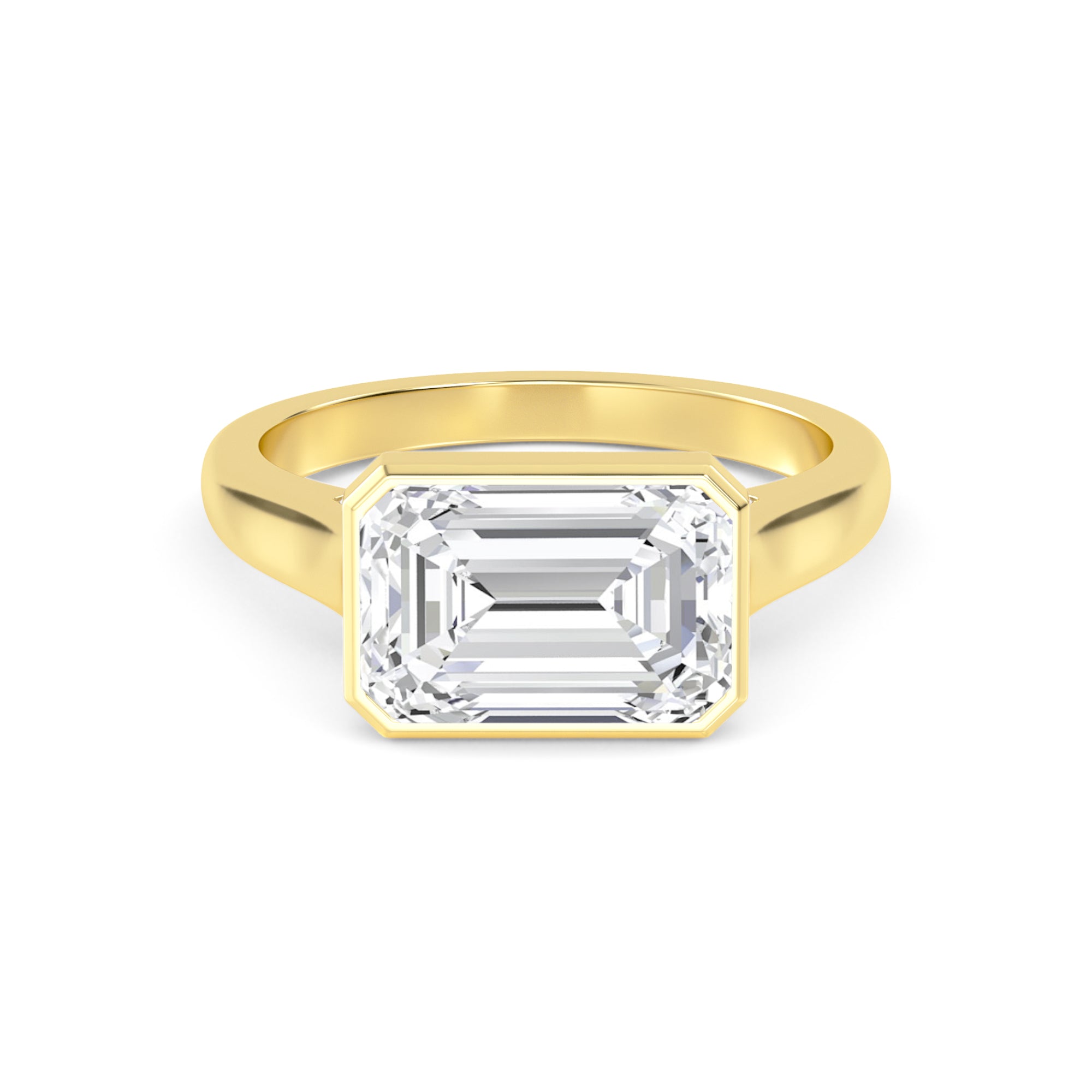 3.00ct Emerald cut Lab Grown Diamond Solitaire East-West Bezel Engagement Ring