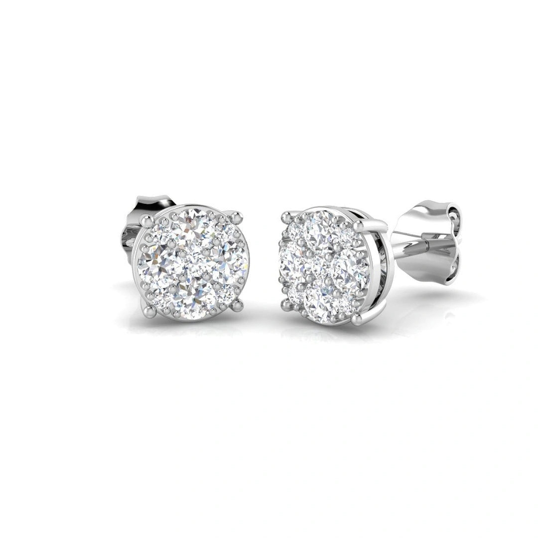0.45ct Lab Grown Diamond Round Cluster Earrings in 9k Gold