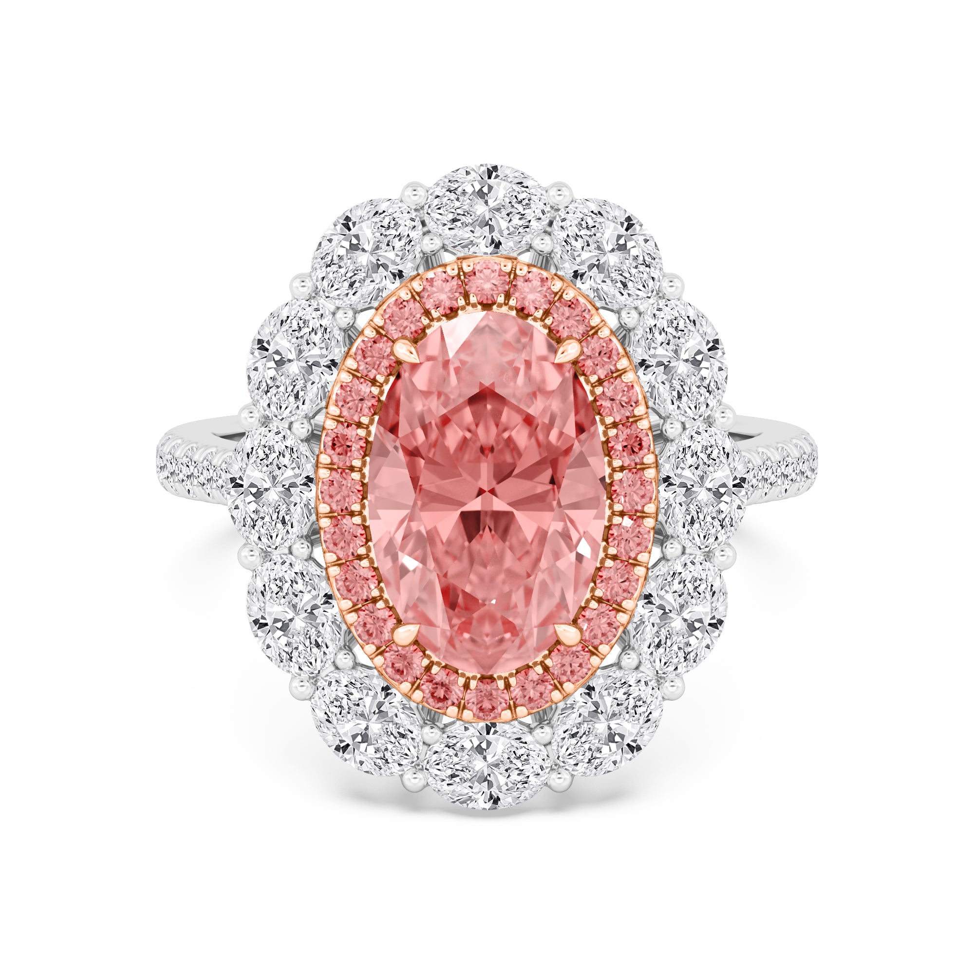 4.84ctw Oval cut Pink Lab Grown Diamond Exceptional Halo Engagement Ring