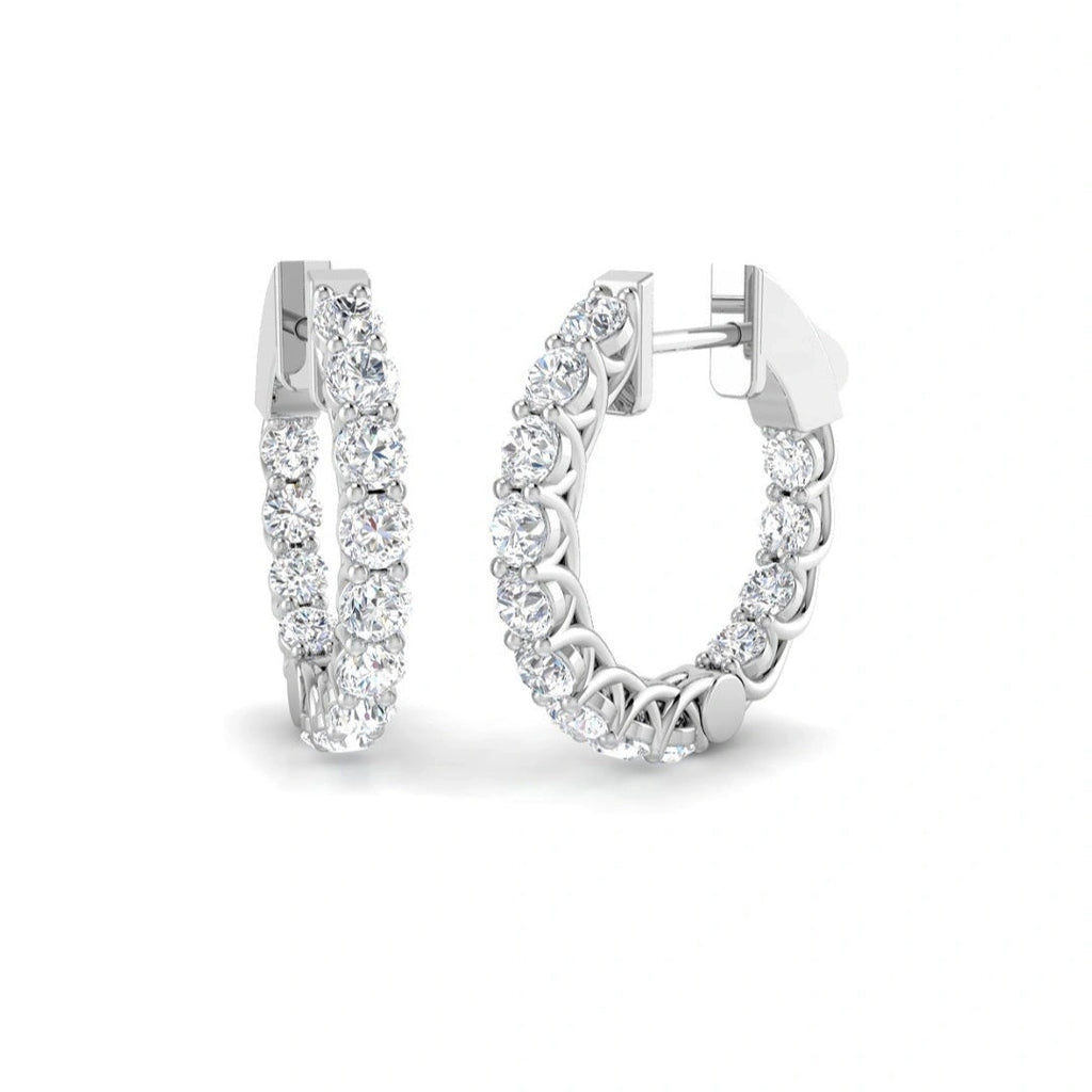 1.50ct 18mm Lab Grown Diamond Inside Out Hoop Earrings