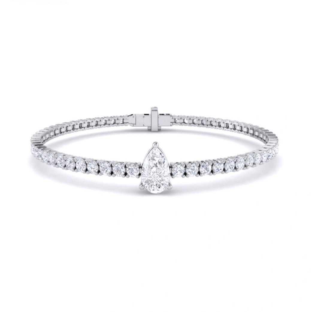 5.36ct Lab Grown Diamond Pear Accent Tennis Bracelet in 9k Gold