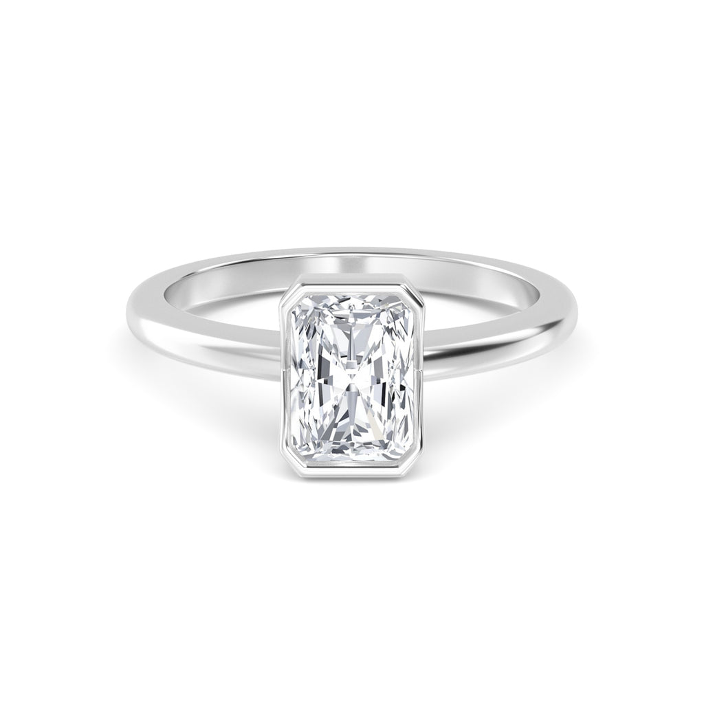 1.00ct Radiant cut Lab Grown Diamond Solitaire Bezel Engagement Ring