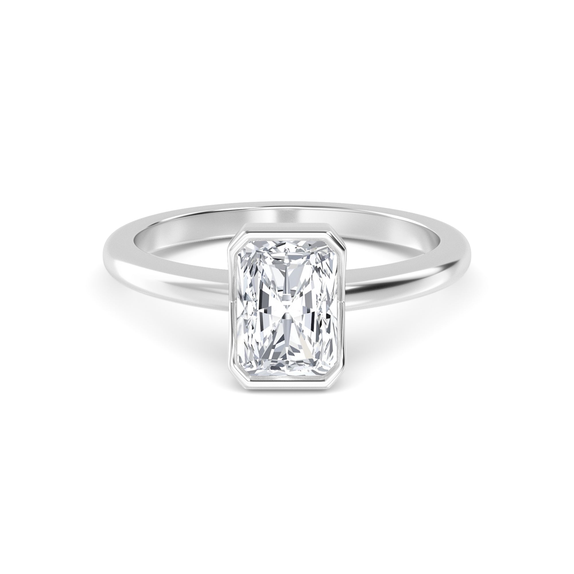 1.00ct Radiant cut Lab Grown Diamond Solitaire Bezel Engagement Ring