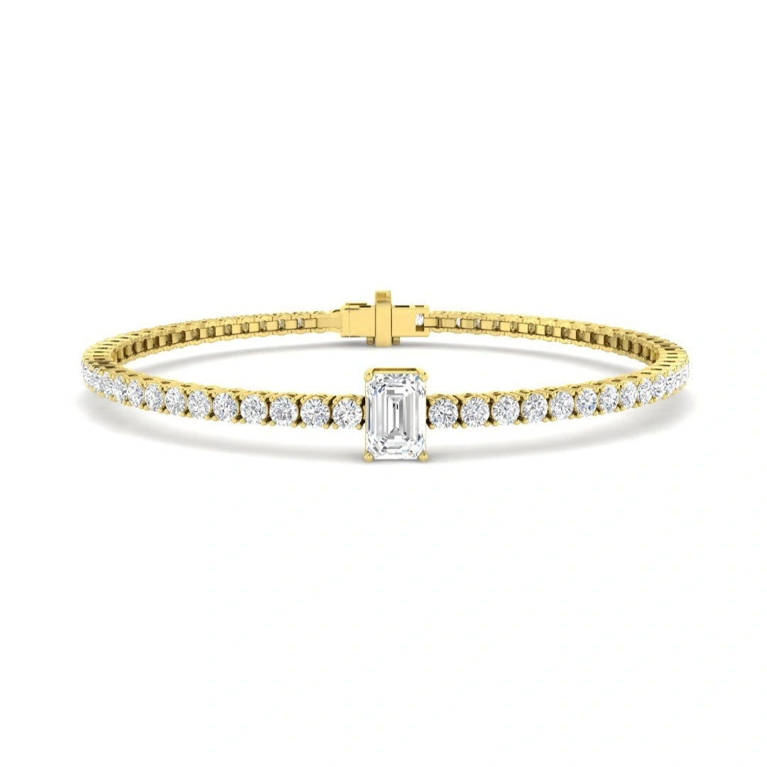 4.60ct Lab Grown Diamond Emerald Accent Tennis Bracelet in 9k Gold