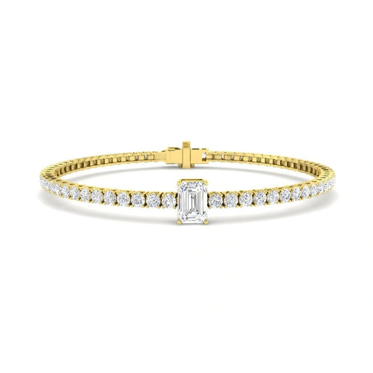 4.60ct Lab Grown Diamond Emerald Accent Tennis Bracelet in 9k Gold