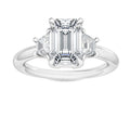 2.60ctw Emerald and Trapezoid cut Lab Grown Diamond Trilogy Engagement Ring