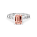 2.50ct Emerald cut Pink Lab Grown Diamond Solitaire Bezel Diamond Band Engagement Ring