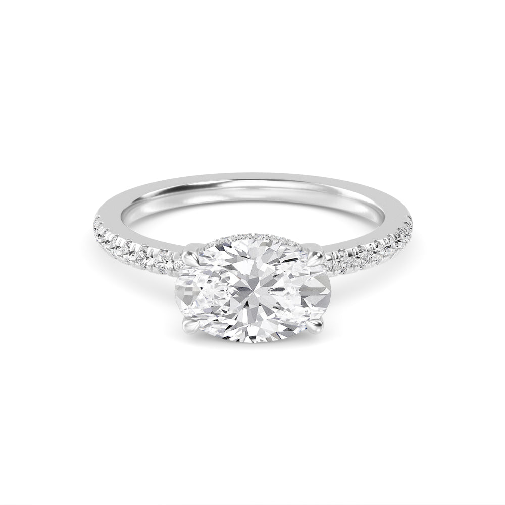 The Amanda 2.28ctw Oval cut Lab Grown Diamond East-West Hidden Halo Engagement Ring